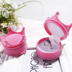 Fashion Crown Velvet Jewelry Box For Ring And Earrings