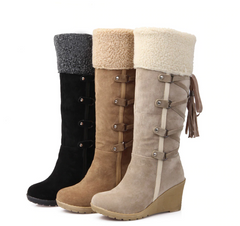 Women's Winter Fur-Trim Suede Boots