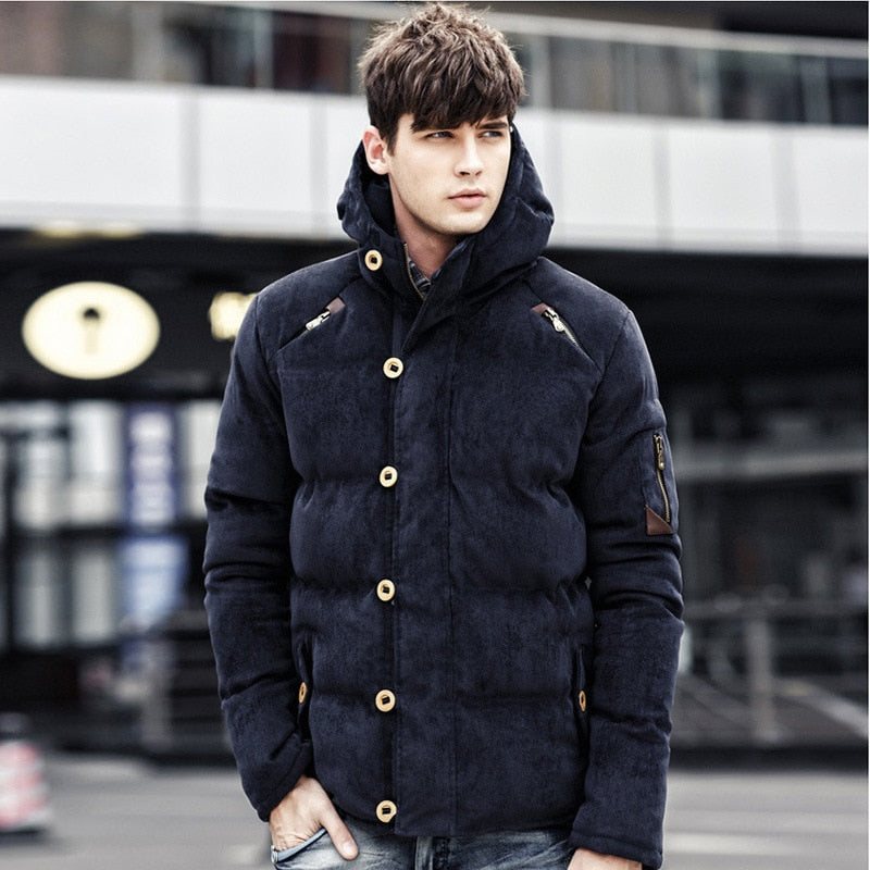 Stylish Windproof Padded Cotton Men's Parka Jacket