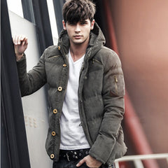 Stylish Windproof Padded Cotton Men's Parka Jacket