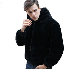 Men's Eco Fur Hooded Coat
