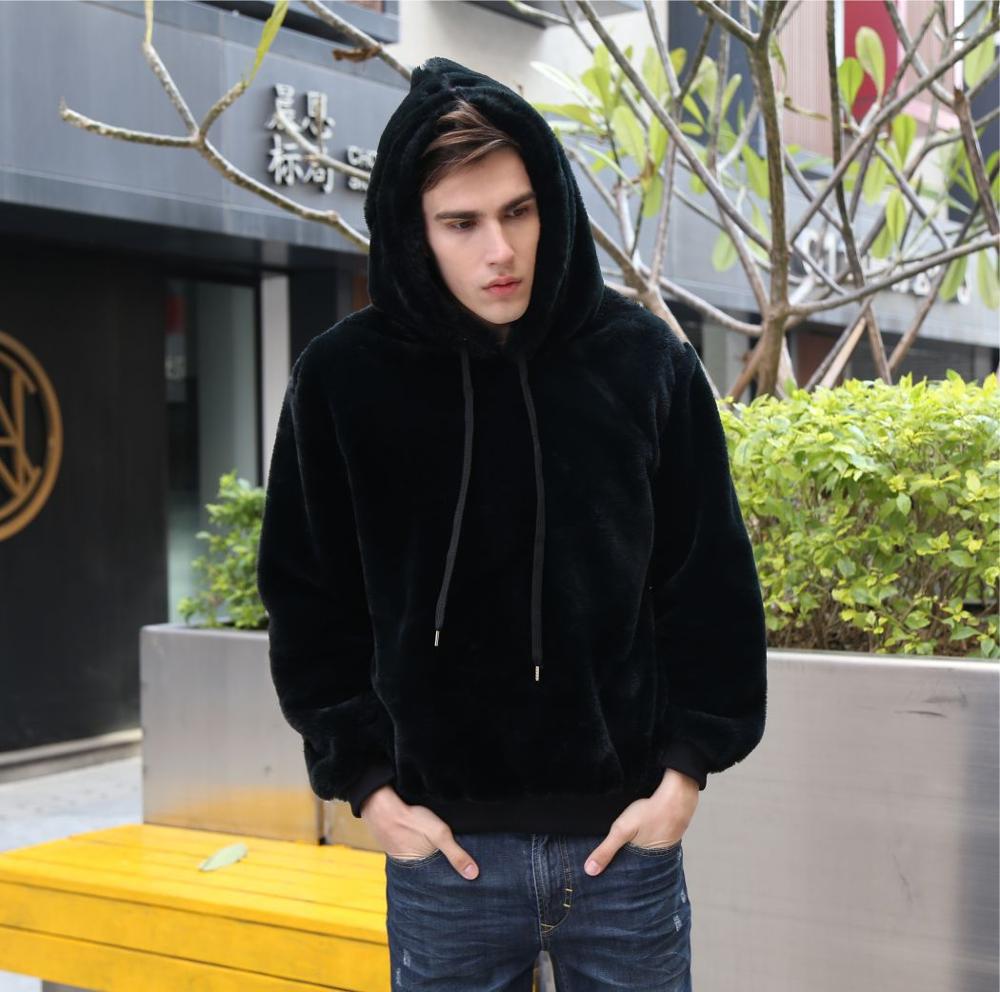 Men's Eco Fur Hooded Coat