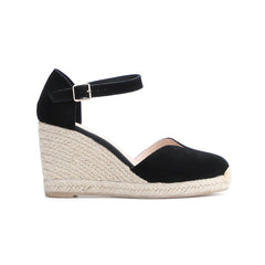 Black and Beige Wedge Sandals for Women