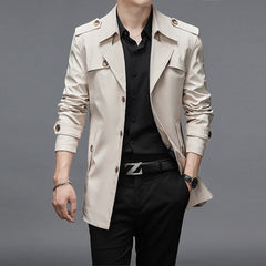 Men's Solid Color Trench