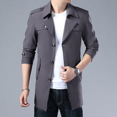 Men's Solid Color Trench