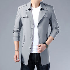 Men's Solid Color Trench