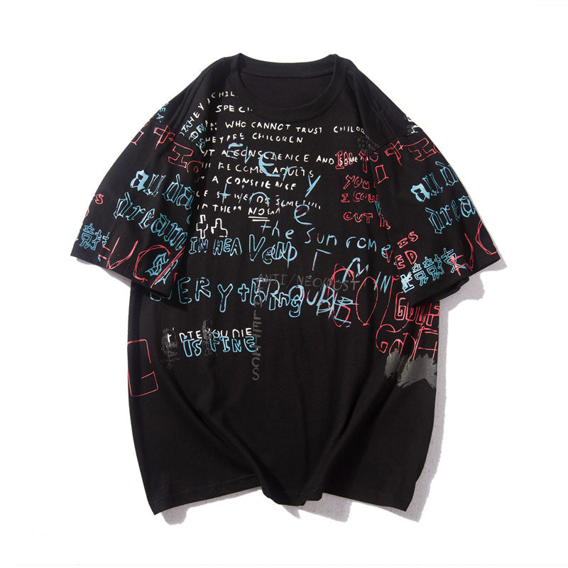 Men's Hip-Hop Style Graffiti Printed T-Shirt
