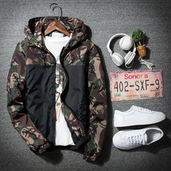 Men's Colorful Camouflage Printed Hooded Jacket