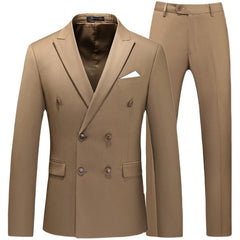 Men's Solid Color Double Breasted Tuxedo Suit