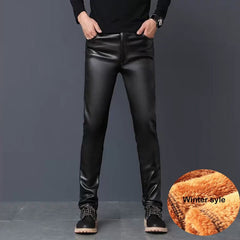 Men's Faux Leather Warm Pants