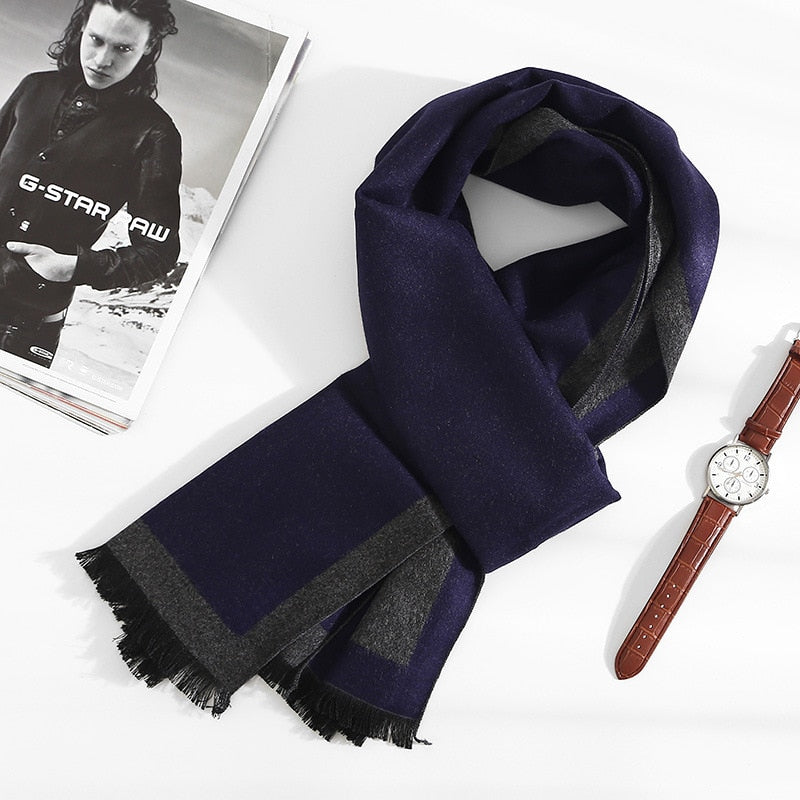 Men's Color Block Cashmere Scarf