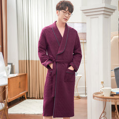 Long Sleeved Air Cotton Bathrobe for Men