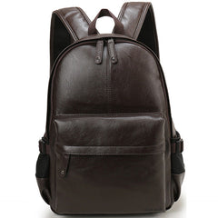 Men's Solid Color Eco-Leather Backpack