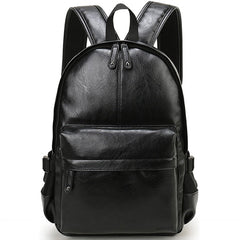 Men's Solid Color Eco-Leather Backpack
