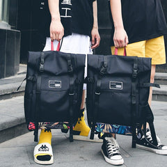 Tropical Leaves Print Roll Top Backpack