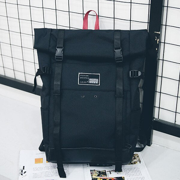 Tropical Leaves Print Roll Top Backpack