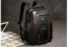 Men's Chocolate Leather Detail Laptop Backpack