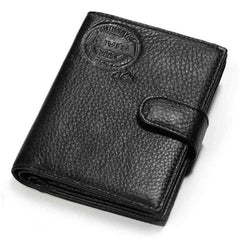 Vertical Leather Wallet with Passport Holder for Men