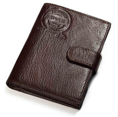 Vertical Leather Wallet with Passport Holder for Men