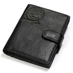 Vertical Leather Wallet with Passport Holder for Men