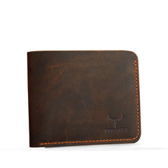 Vintage Cross and Vertical Style Men's Genuine Leather Wallet