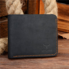 Vintage Cross and Vertical Style Men's Genuine Leather Wallet