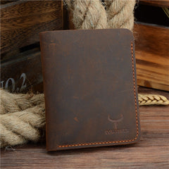 Vintage Cross and Vertical Style Men's Genuine Leather Wallet