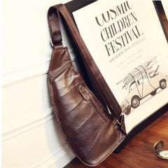 Men's Genuine Leather Chest Crossbody Bag