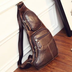 Men's Genuine Leather Chest Crossbody Bag