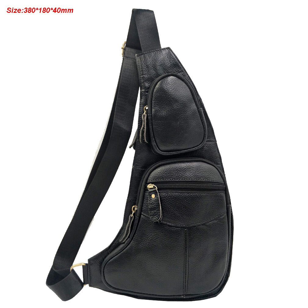 Men's Genuine Leather Chest Crossbody Bag