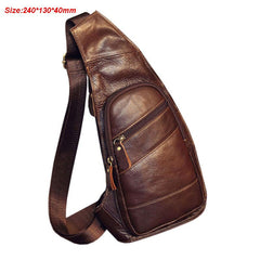 Men's Genuine Leather Chest Crossbody Bag