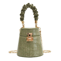 Women's Crocodile Pattern Round Bucket Bag
