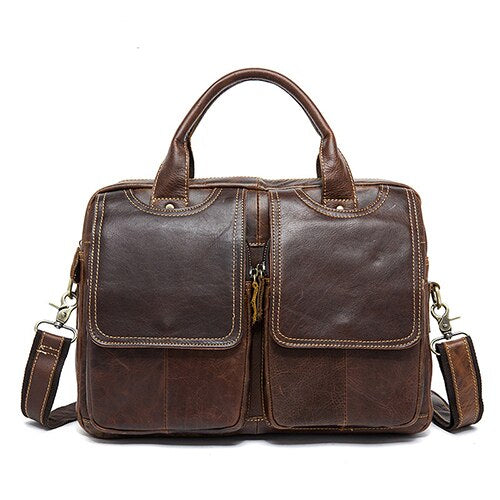 Genuine Leather Men's Handbag for Laptops