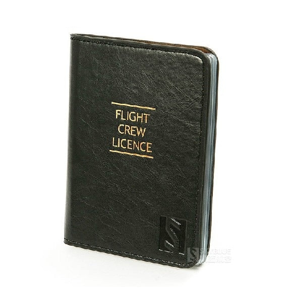 Black Leather Flight Crew License Holder