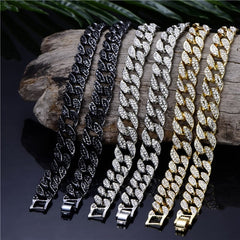 Men's Chain Necklace with Rhinestones