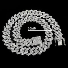 Men's Chain Necklace with Rhinestones