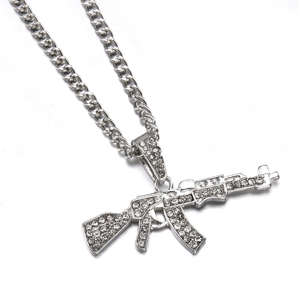 Hip-Hop Gun Shaped Pendant Necklace for Men