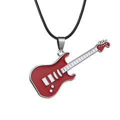 Men's Enamel Guitar Pendant Necklace