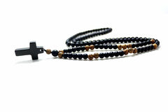 Wood Beads With Black Stone