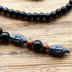 Men's Vintage Style Beaded Necklace with Hematite Stone