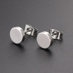 Men's Round Stainless Steel Earrings