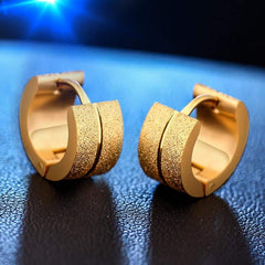 Gold/Silver/Black Stainless Steel Round Stud Earrings for Men