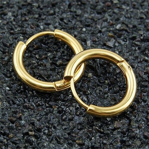 Men's Stainless Steel Simple Round Shaped Earrings