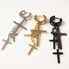 Men's Stylish Cross and Chain Earrings