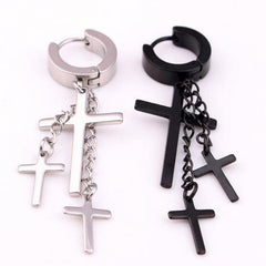 Men's Stylish Cross and Chain Earrings