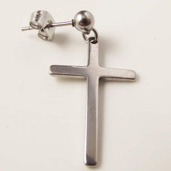 Men's Black and Silver Stainless Steel Stud Earrings