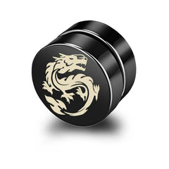 Men's Magnetic Clip Earrings with Dragon