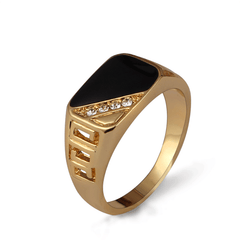 Classic Rhinestone Men's Enamel Ring