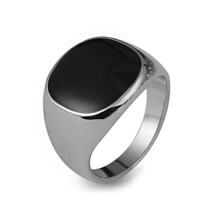 Classic Rhinestone Men's Enamel Ring