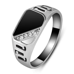 Classic Rhinestone Men's Enamel Ring